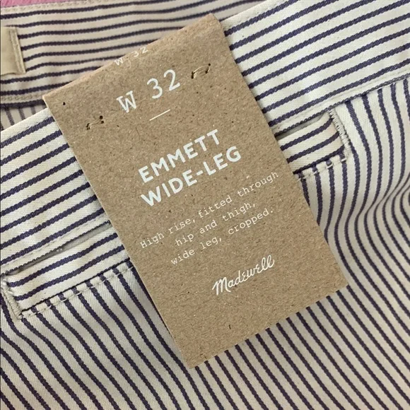 Madewell The Emmett Wide-Leg Crop Pant: Welt Pocket Edition size 32 NWT - Picture 8 of 11
